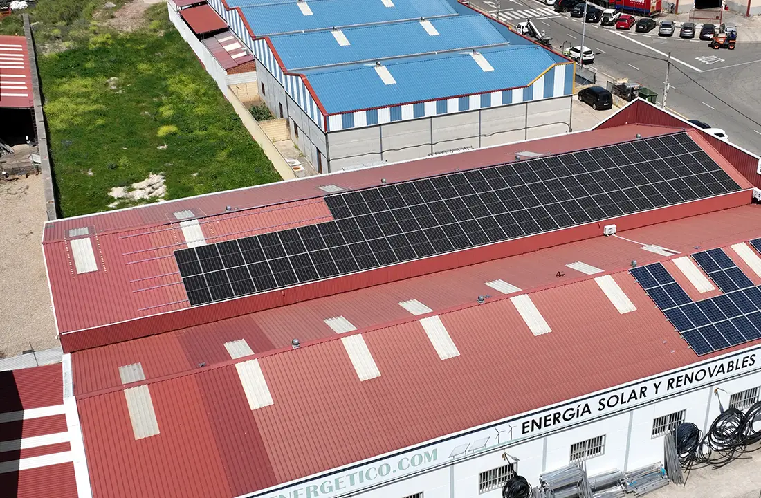 vista aérea Instalación de comunidad solar de Coria, Cáceres