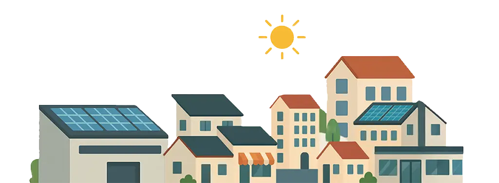 comunidades-solares-colmena-solar Dibujo de una comunidad solar en un municipio de España
